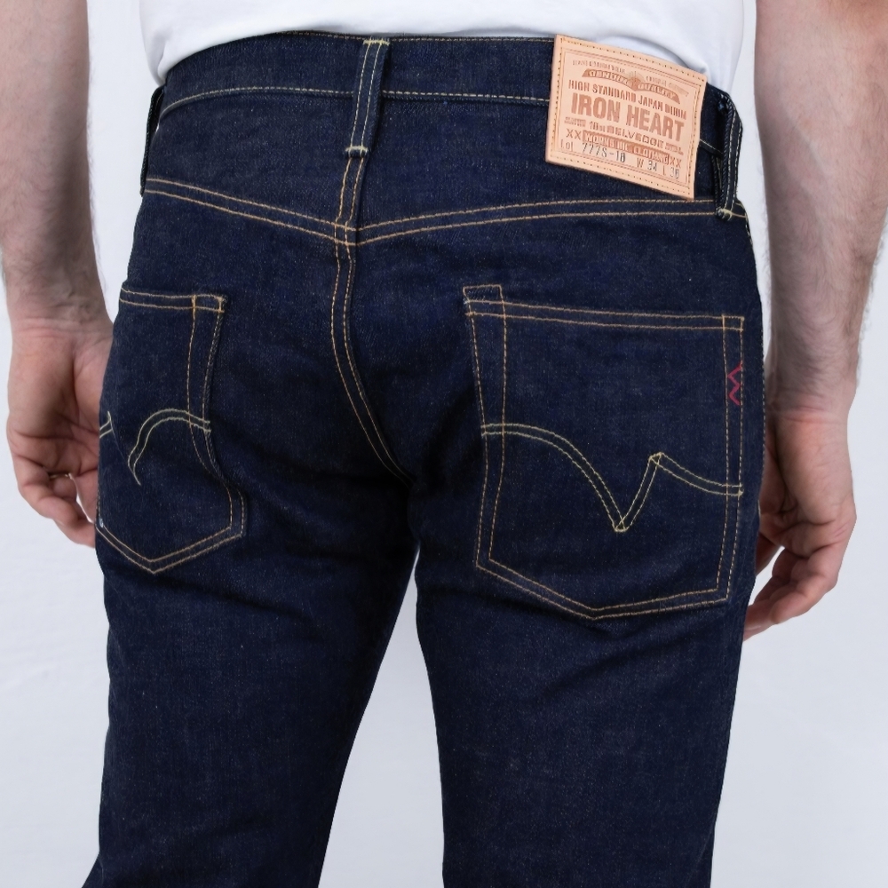Iron Heart 18oz Vintage Selvedge Denim Slim Tapered Cut Jeans - Indigo - Picture 15 of 15